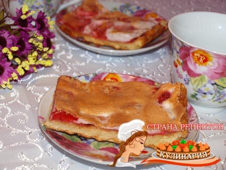песочный пирог с клубникой